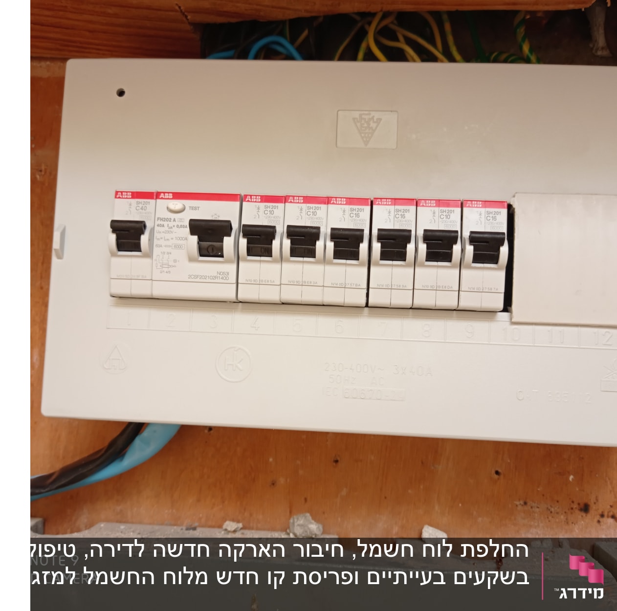 לוח חשמל עם מפסקים ומתגים חשמליים